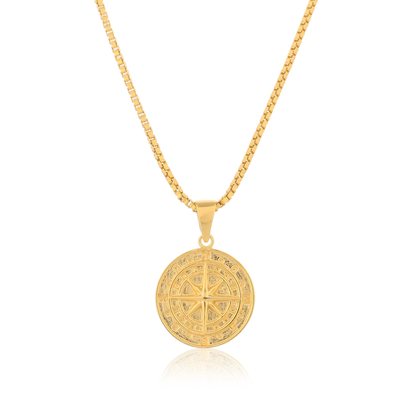 Compass of Courage Pendant with Box Chain - Gold