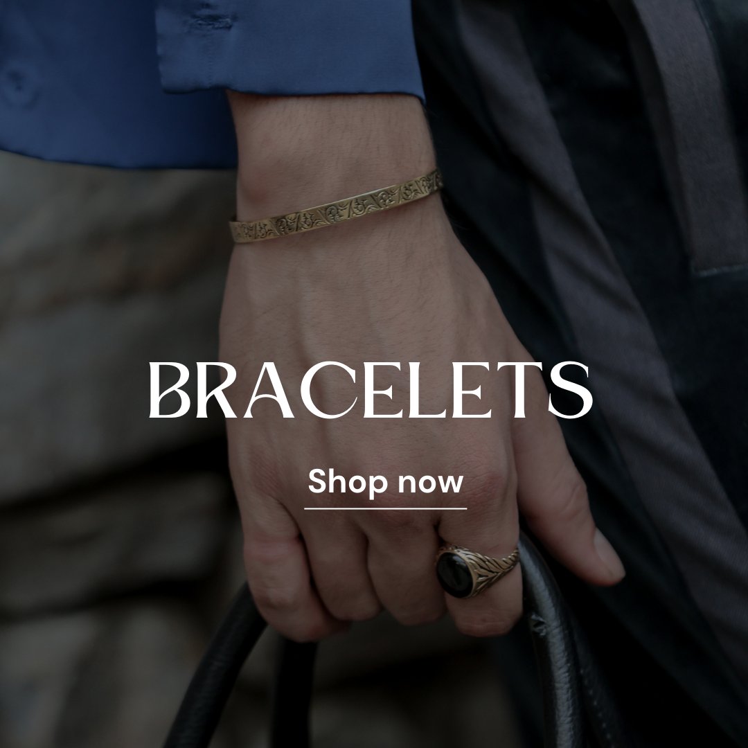 Close-up view of an original sterling silver and gold plated bracelet for men. A unique and stylish addition to any hand
