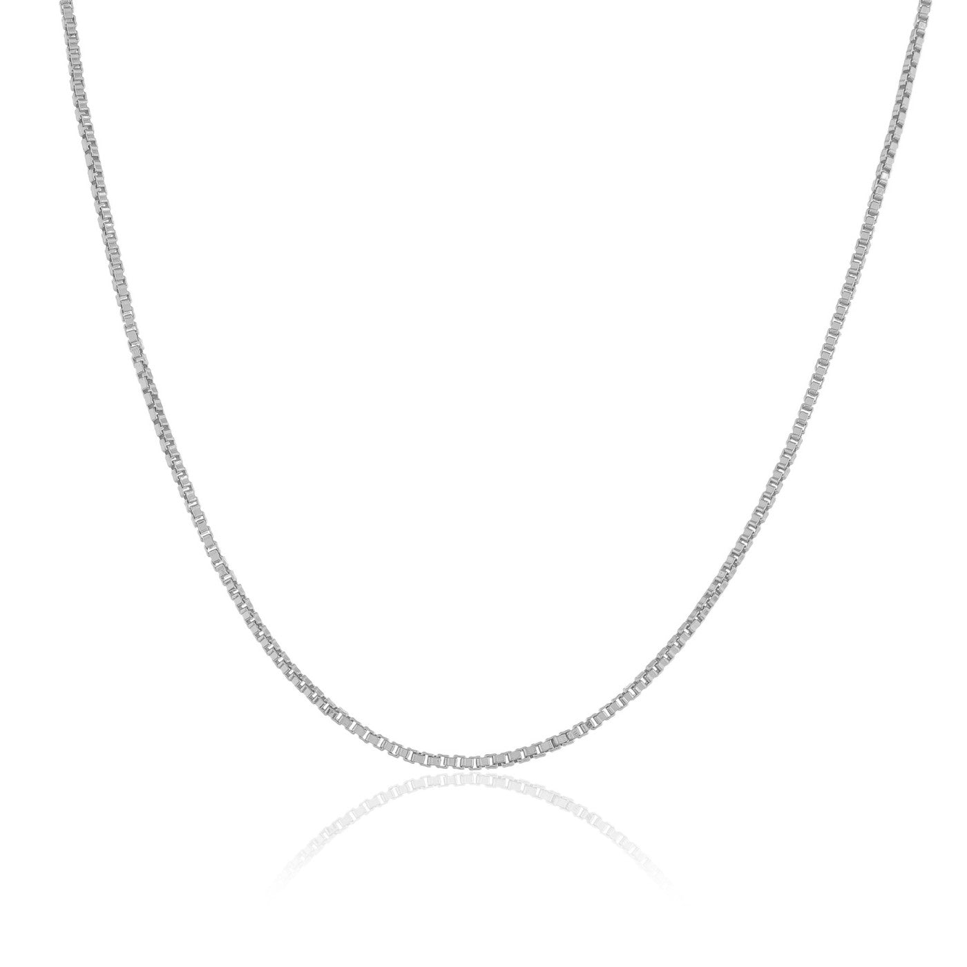 A 925 sterling silver box chain for men on a white background.  The timeless design makes it a versatile neck accessory for men or boy