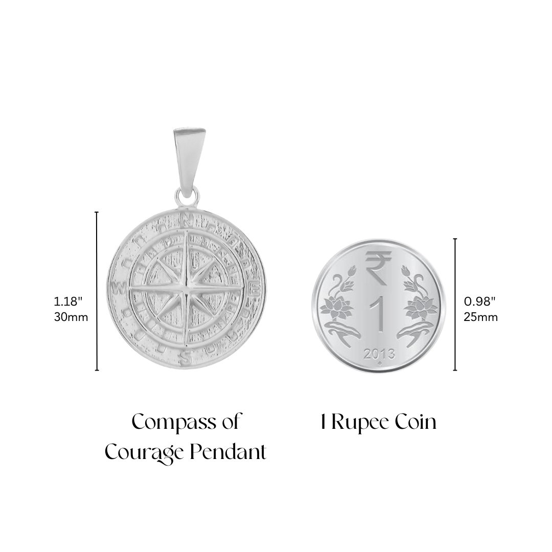 Compass of Courage  Pendant - Silver