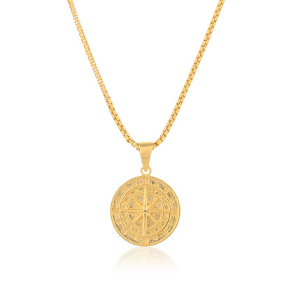 Compass of Courage Pendant with Box Chain - Gold