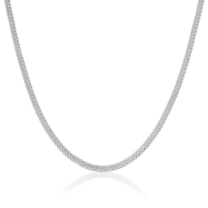 A high-resolution image of a 925 sterling silver chain necklace for men in India, perfect for layering with other pieces. 