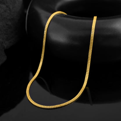 A gleaming double box gold plated silver  chain necklace for men, a popular choice in Indian gold-plated jewellery.