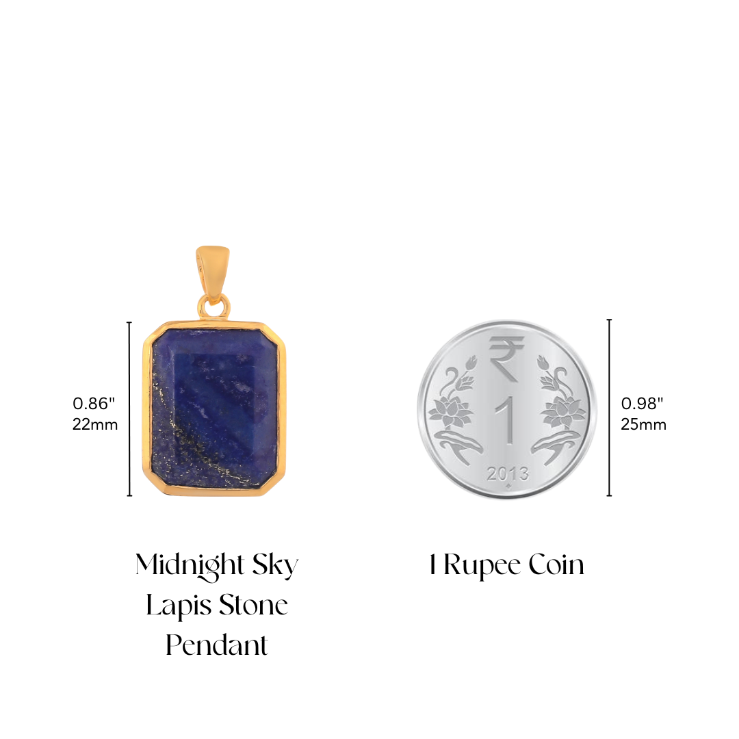 Midnight Sky Lapis Stone Pendant - Gold