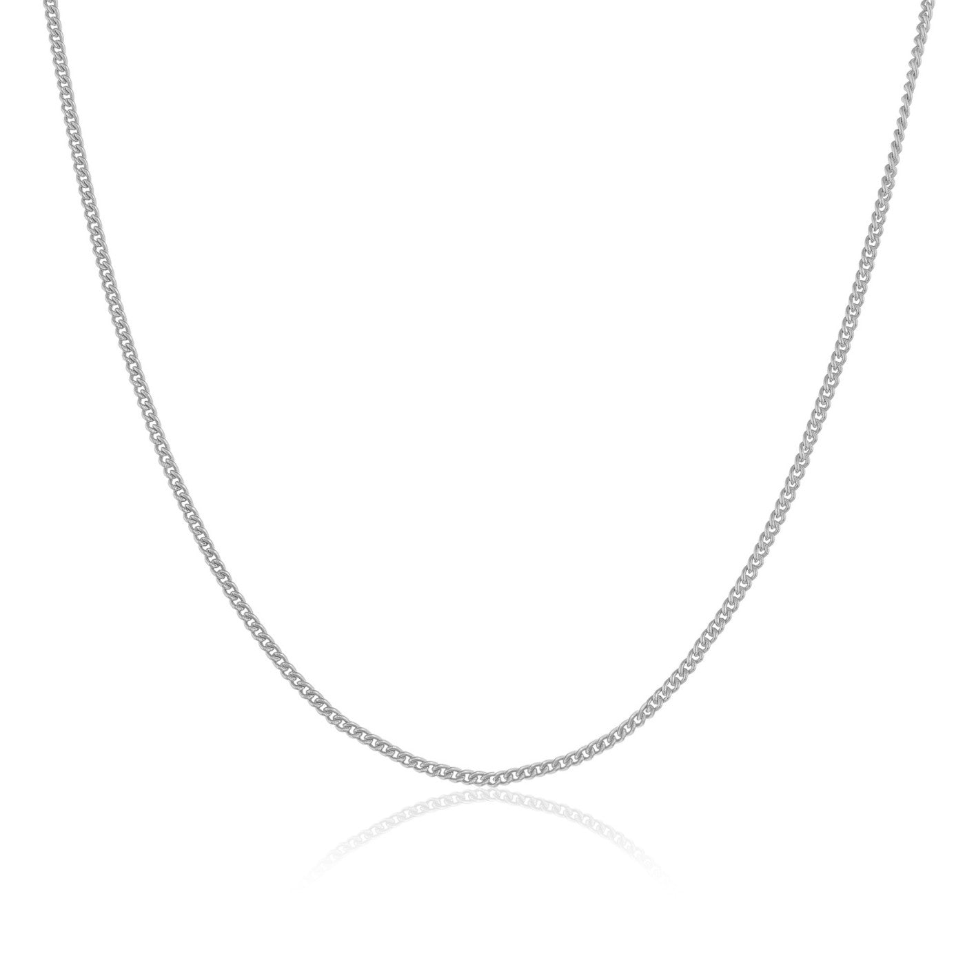 A 925 sterling silver chain necklace photographed on a white background. The neck chain for men casts a subtle shadow. 