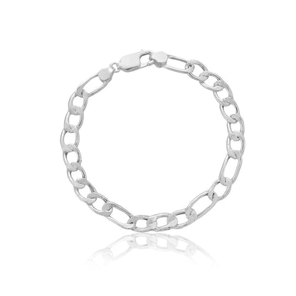 This image features a sterling silver bracelet for men, capturing the way it reflects light against a clean white backdrop.