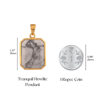 Tranquil Natural Howlite Pendant - Gold