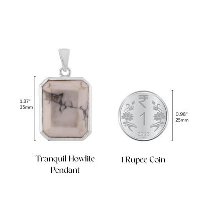 Tranquil Natural Howlite Pendant - Silver