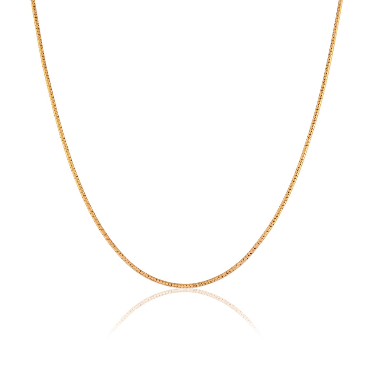 This image showcases a gold snake chain necklace for men, its intricate links catching the light against a crisp white backdrop. 