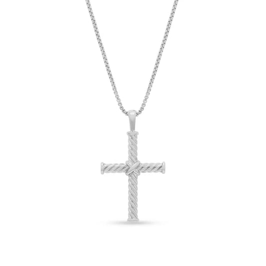 Men's Jewelry Sterling Silver Twisted Cross Pendan