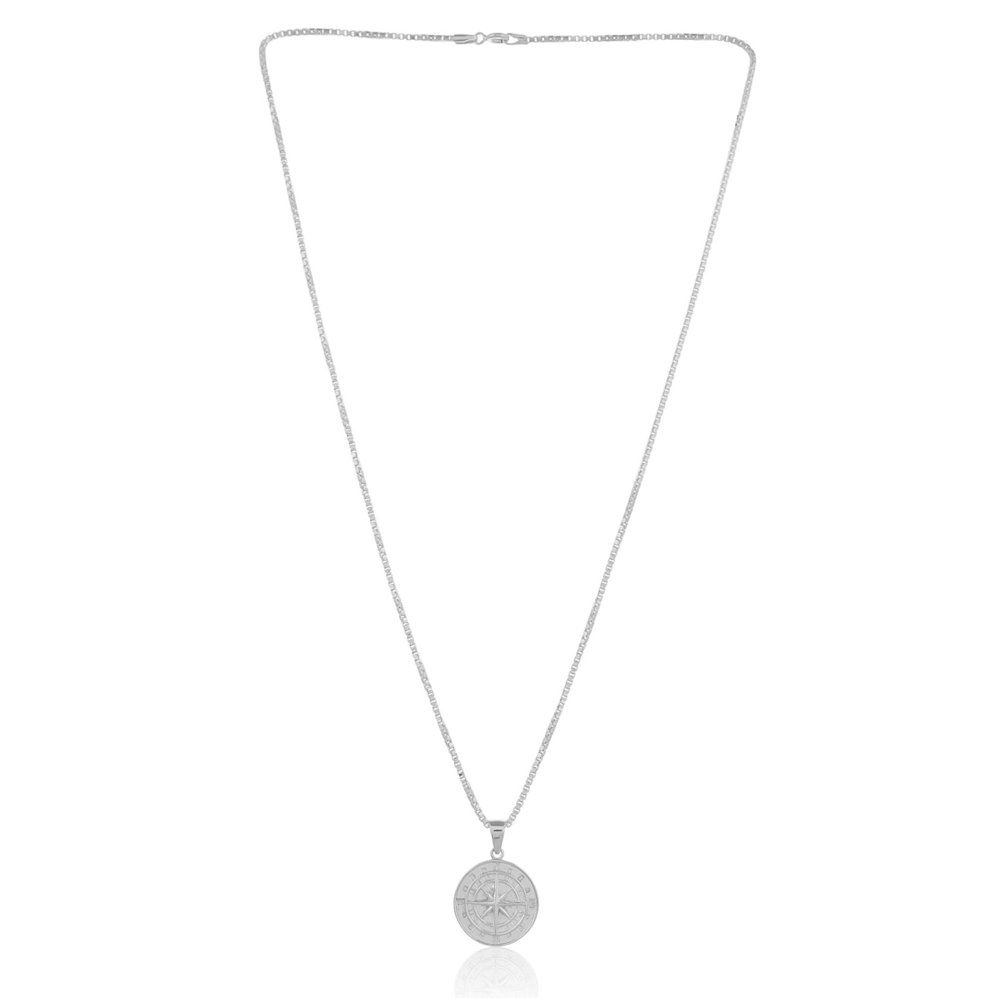 This silver necklace with a compass pendant might be your guiding light. Worn by travelers and adventurers for centuries, the compass is a symbol of finding your way.